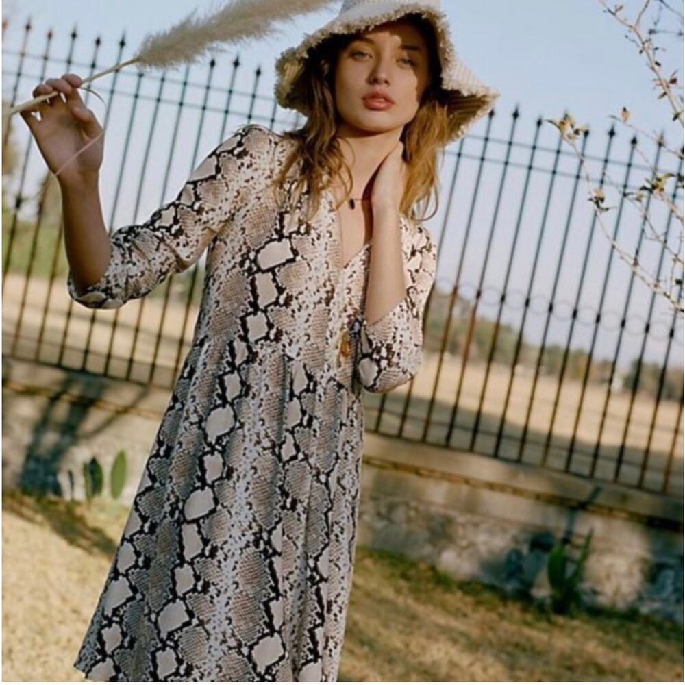 Maeve by Anthropologie Juno Snakeprint Pullover Swing Dress Size XS